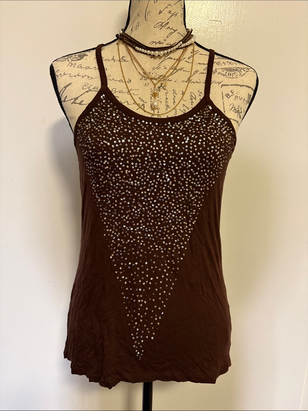 Charlotte Tarantola *Brown Studded Spaghetti Strap Tank Top